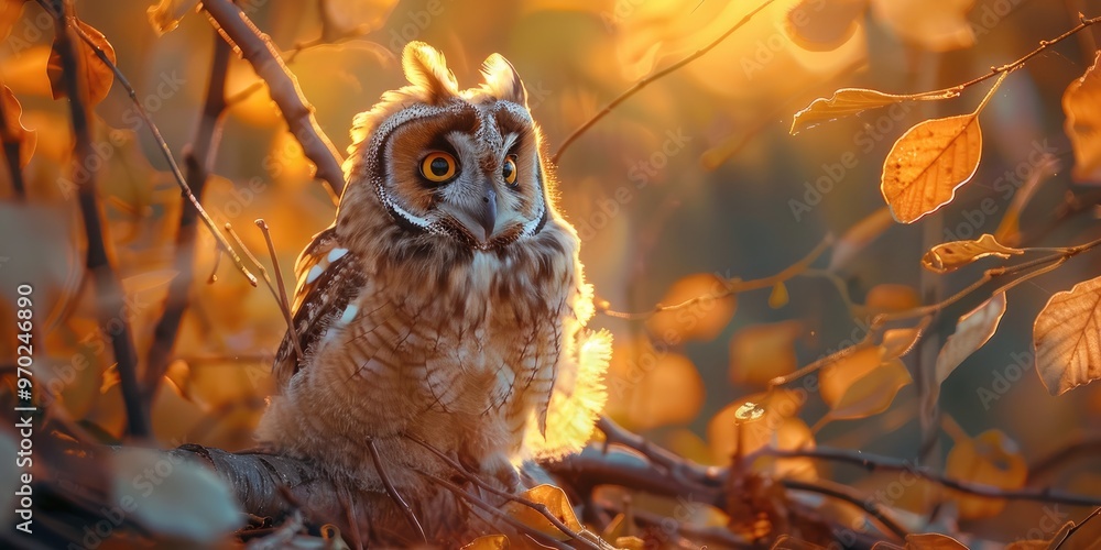 Canvas Prints Young Fluffy Owlet of the Long Eared Owl