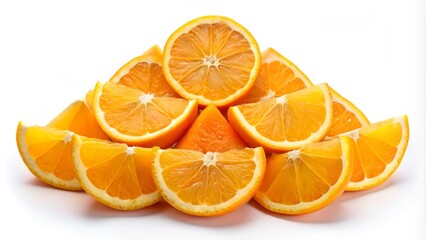 A symphony of orange hues is arranged in a wedge shape on a pure white backdrop, inviting the