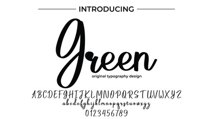 Green Font Stylish brush painted an uppercase vector letters, alphabet, typeface