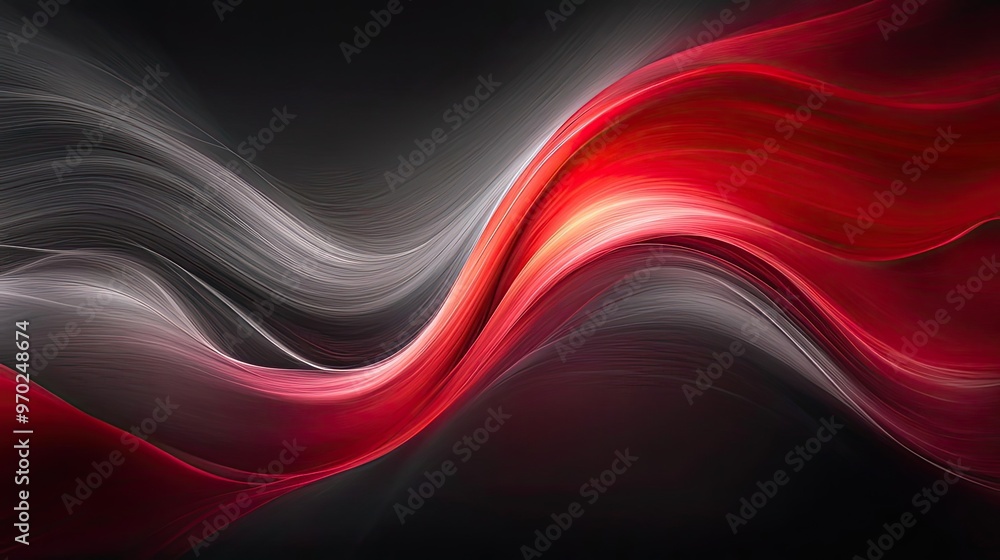 Poster a dynamic wave of red and black, showcasing smooth flow and modern design, perfect for backgrounds, 