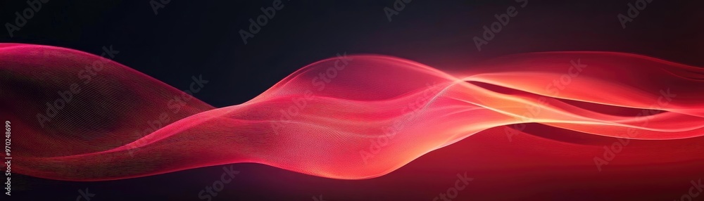 Poster An abstract composition featuring smooth, flowing red waves against a dark background, creating a sense of movement and depth.