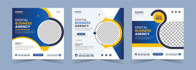 Creative business marketing agency social media post web banner bundle template	