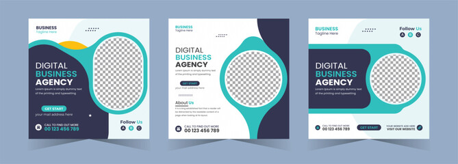 Creative business marketing agency social media post web banner bundle template	