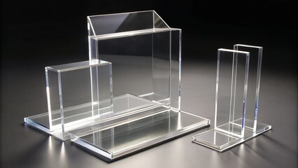 Clear acrylic stands with varying sizes and angles allow for creative displays of products or artwork, elevating visual