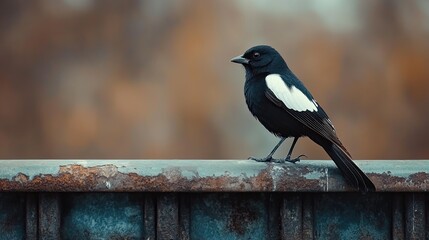 magpie isolated on metal background