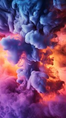 Vibrant colorful ink explosion with swirling smoke