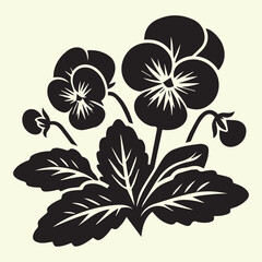 Pansy black silhouette simple vector, Silhouette Flower Vector icon,