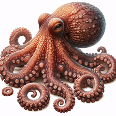 Obraz premium Vivid octopus illustration showcasing intricate textures and dynamic form