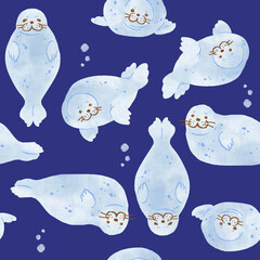 水彩風アザラシの壁紙 © gurigon