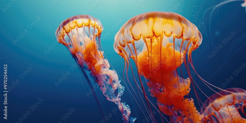 Canvas Prints Jellyfish drifting in the boundless ocean blues