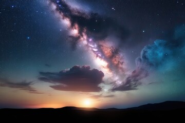 Fototapeta premium Cosmic Evening Wonderland with Chromatic Stars and Gala Clouds