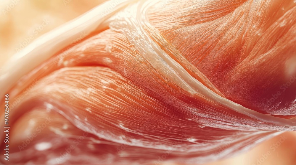 Poster detailed macro view of human muscle tissue showcasing intricate fibers and textures for educational 