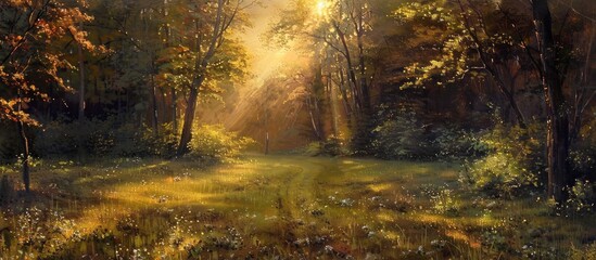 Fototapeta premium Forest Clearing In The Late Summer Sun