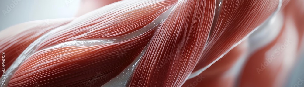 Poster Close-up view of human muscle fibers showcasing intricate details and texture, highlighting the strength and complexity of muscle anatomy.