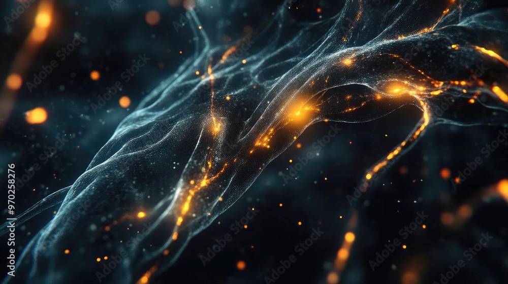 Poster Abstract background with glowing lines and particles, creating a dynamic, colorful visual suitable for technology or art projects.