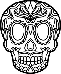 Sugar skull outline illustration vector