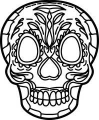 Sugar skull outline illustration vector
