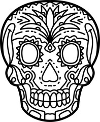 Sugar skull outline illustration vector