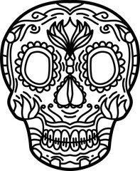 Sugar skull outline illustration vector