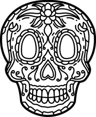 Sugar skull outline illustration vector