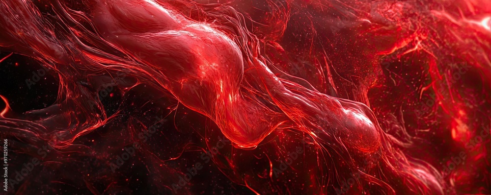 Poster abstract red fluid design with rich textures and depth, perfect for backgrounds, digital art, and mo