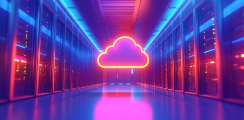 Moving servers to a cloud data center for cloud migration and data transfer. Concept Cloud Migration, Data Transfer, Data Center, Server Migration, Cloud Services