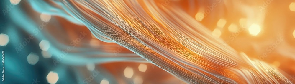 Poster vibrant abstract background featuring flowing lines in orange and blue hues, creating a sense of mov