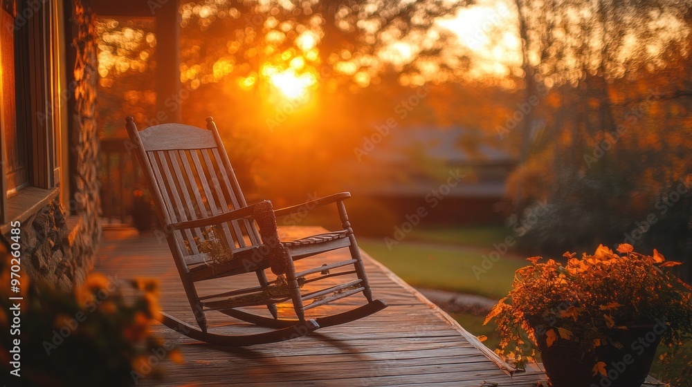 Canvas Prints Peaceful Sunset on Porch