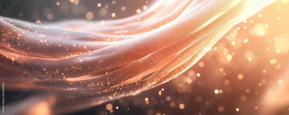 Aufkleber abstract image of flowing fabric with warm tones and sparkling light effects, perfect for background