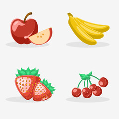 Flat illustration set of fresh fruits