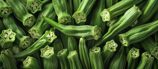 Fototapeta premium Fresh Okra Lady Finger Full Frame Crop