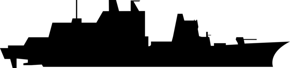 Warship Destroyer ship black silhouette © Abdur