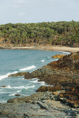 Coastline walk with crashing waves in Queensland Australia