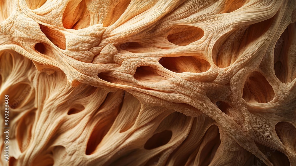 Poster Close-up of organic texture showcasing intricate patterns and soft hues, emphasizing natural forms and fluidity.