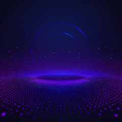 Abstract futuristic dark background of blue neon circles, glowing tech sci-fi frames. Futuristic Sci-Fi HUD Circles