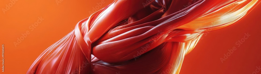 Aufkleber a dynamic abstract image showcasing flowing red fabric against a vibrant background, evoking motion 
