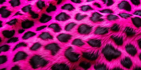 Obraz premium Vibrant pink leopard print fur shines with soft texture and distinct black spots, creating a mesmerizing contrast that