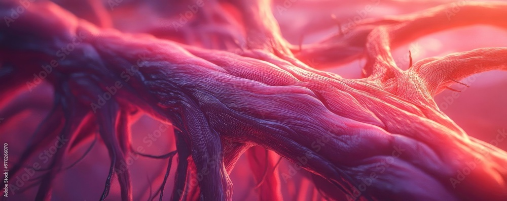 Poster abstract image of intricate organic structures resembling blood vessels, showcasing vibrant colors a