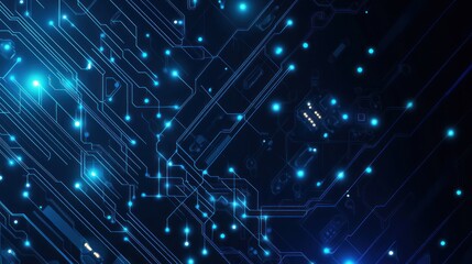 Obraz premium Abstract Digital Circuitry with Glowing Blue Lines