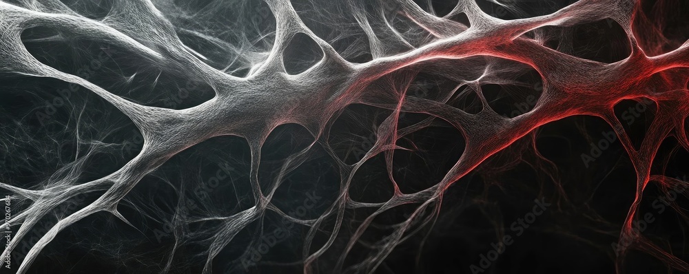 Poster Abstract depiction of organic structures with intricate patterns in dark tones, evoking depth and complexity in design.