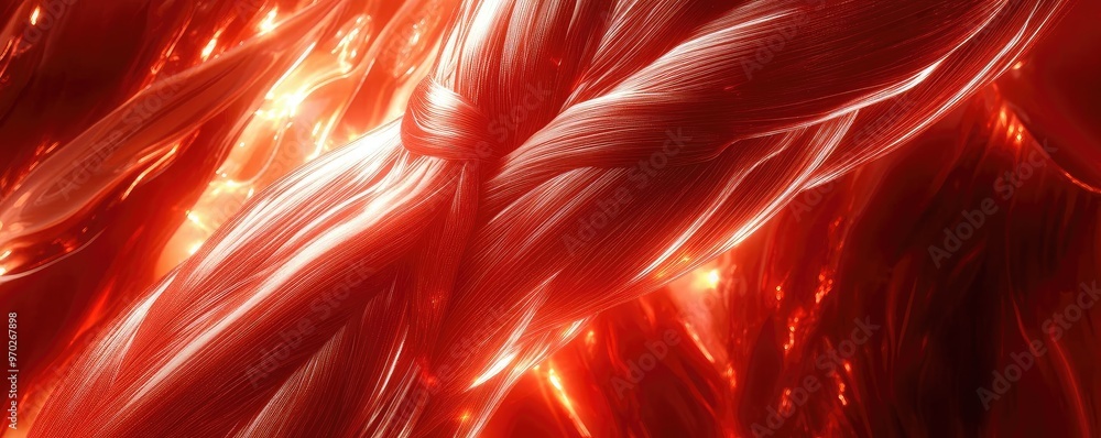Poster abstract close-up of red muscle fibers, showcasing intricate detail and textures. ideal for health a