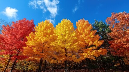 Fototapeta premium Autumn Foliage Canopy with Vibrant Colors