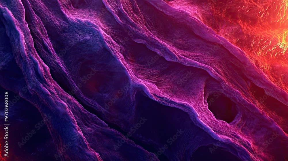 Poster Vibrant abstract texture featuring bold purples and fiery reds, creating a mesmerizing and dynamic visual experience.