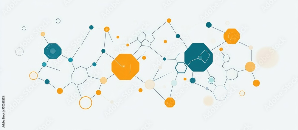 Poster technological blockchain concepts molecular structures
