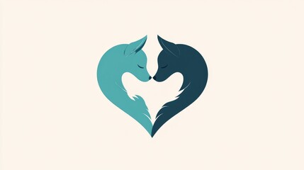 Naklejka premium Care And Guardianship For Pet Adoption Heart Turquoise Embrace Gesture For Animal Adoption