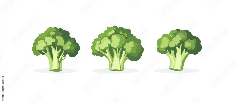 Poster Broccoli Isolated On White Background With Clipping Path