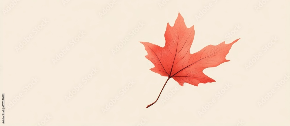 Wall mural red maple leaf isolated autumn foliage cutout ai generated