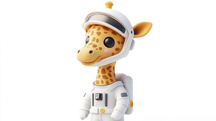 Fototapeta premium A cartoon giraffe in a space suit, ready for an adventurous journey.