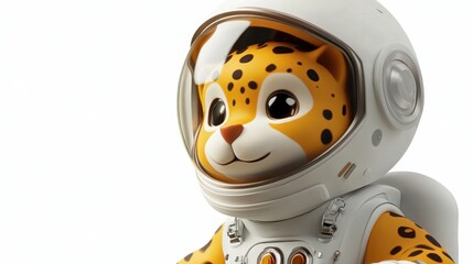 Obraz premium A cartoon leopard in an astronaut suit, ready for space exploration.