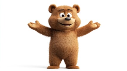 A cheerful cartoon bear character with outstretched arms, conveying friendliness and joy.